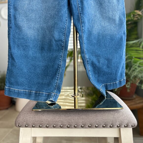 Land's End Recover Denim High Rise Wide Leg Crop Jeans Sz 14 - Picture 6 of 13